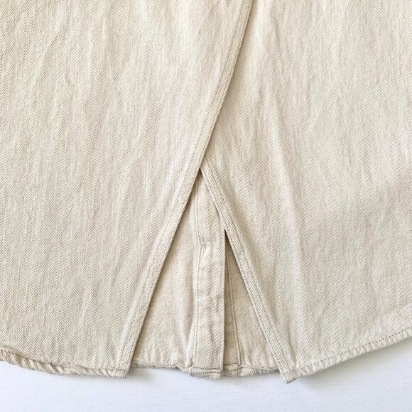 Zara Twill Denim Shirt Jacket Balloon Sleeve Collar Coastal Grandma Coquette - Picture 6 of 11